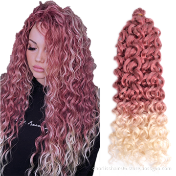 24''125g Cheap Deep Wave Twist Ocean Water Wave Blonde Hawaii Curl Synthetic Braiding Hair Extensions Crochet Hair Attachment